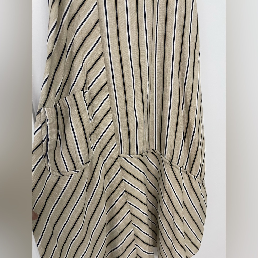 Spanner Midi Dress Tan/white/charcoal striped sleeveless dress size S - Picture 4 of 5